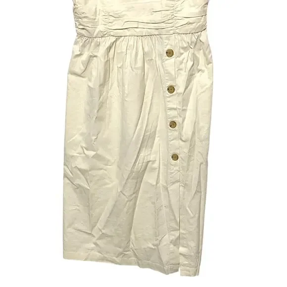 Banana Republic Cream Halter Midi Button Sheath Dress 2 Summer Coastal Boho Chic - Picture 4 of 9